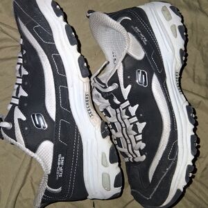 Skechers Black Gray White Sparkle Sporty Athletic Shoes Sneaker Womens Size 10